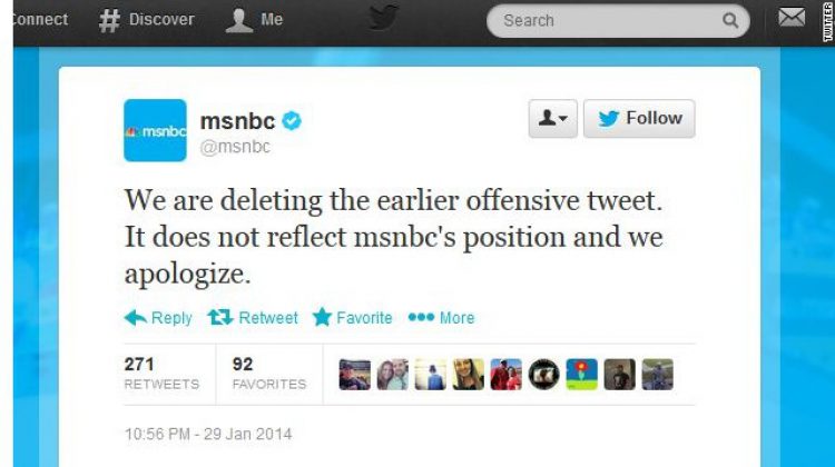 Wingnut Outrage Prompts MSNBC To Fire Employee For Offensive Tweet